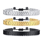 Men's Arrowhead Magnetic Bracelet Set Black Gold Silver