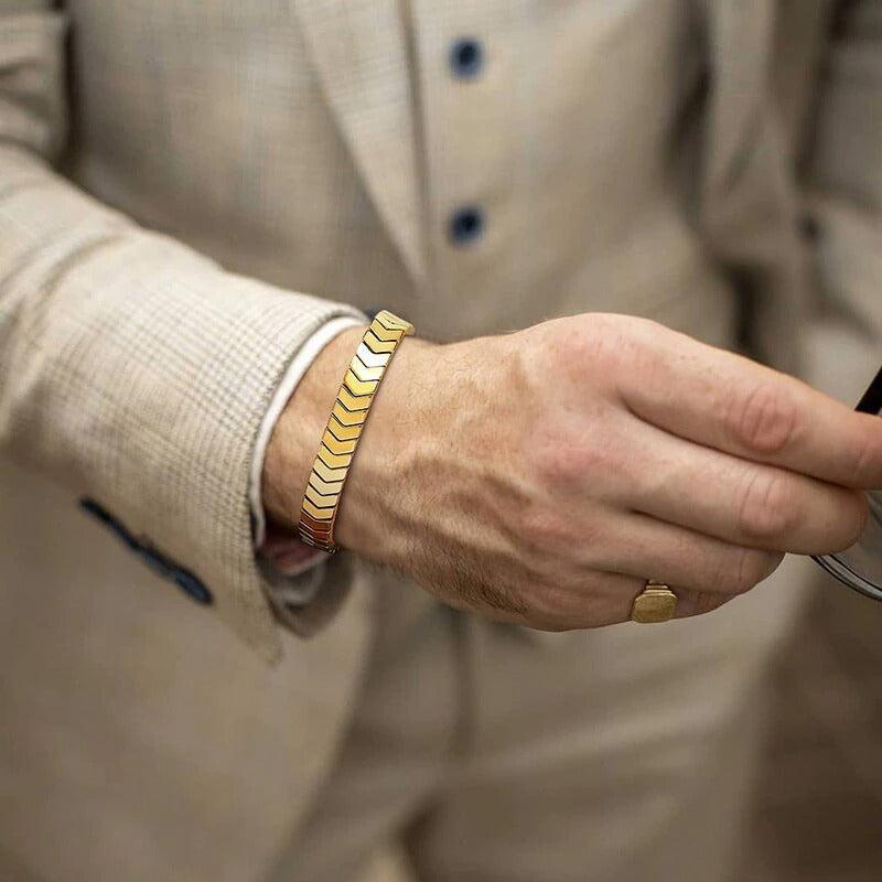 Men's Arrowhead Magnetic Bracelet Set Black Gold Silver