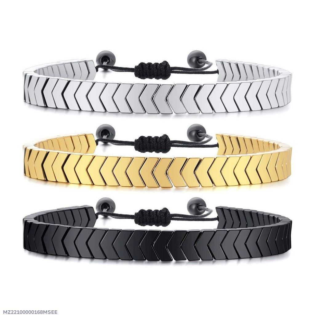 Men's Arrowhead Magnetic Bracelet Set Black Gold Silver