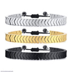 Men's Arrowhead Magnetic Bracelet Set Black Gold Silver