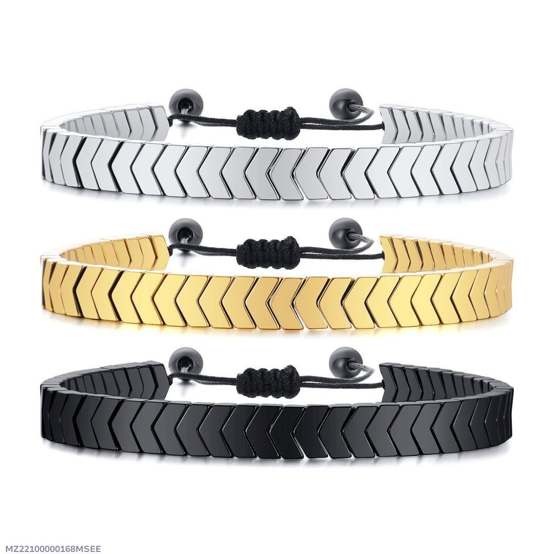 Men's Arrowhead Magnetic Bracelet Set Black Gold Silver